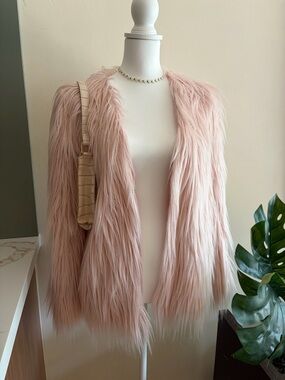 Urban Outfitters Pink Faux Fur Coat Jacket